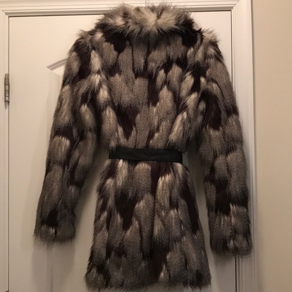 Bebe Faux Fur Jacket, Gray/Black, Sz Medium - Picture 5 of 5